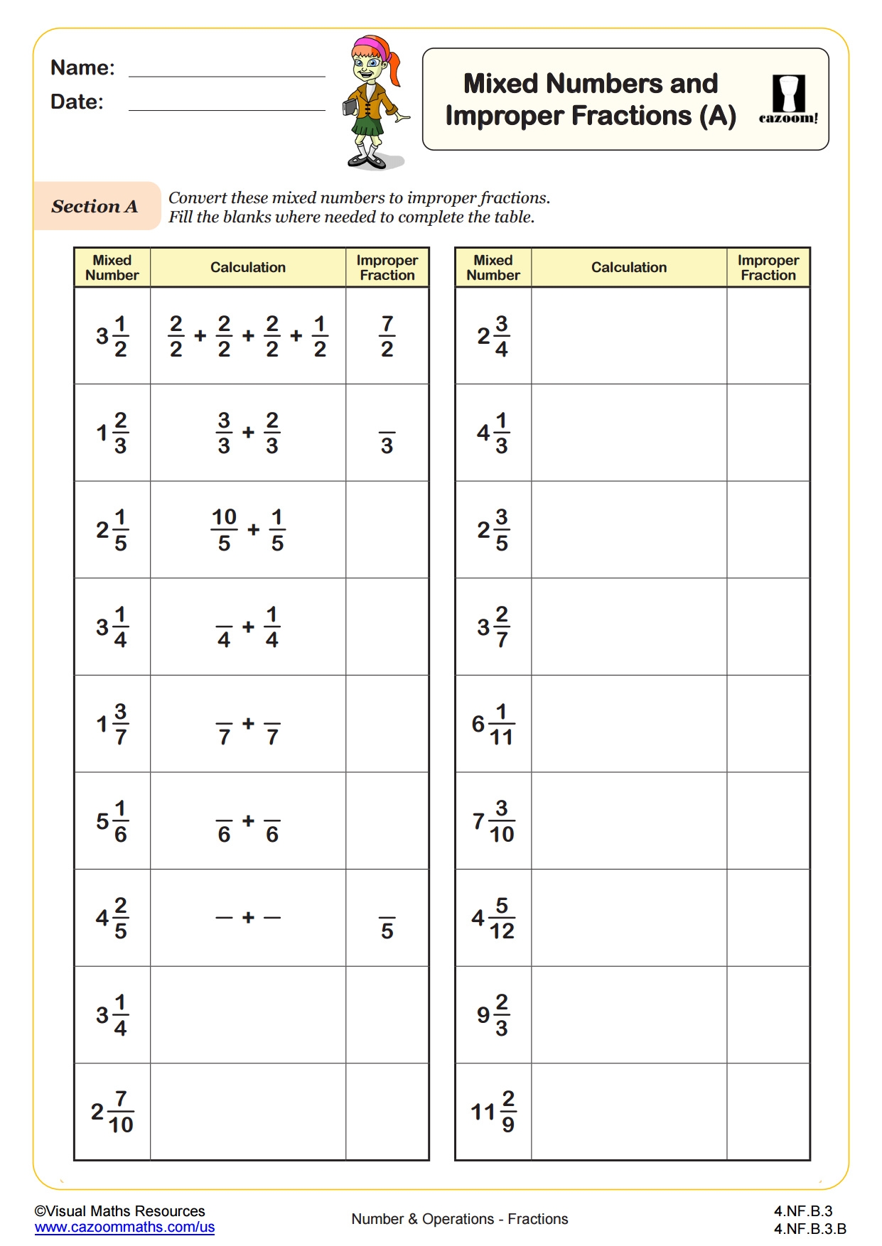 Mixed Numbers Improper Fractions A Fun And Engaging 4th Grade PDF Worksheets Cazoom Math Mixed Numbers Improper Fractions A Fun And Engaging 4th Grade PDF Worksheets Cazoom Math