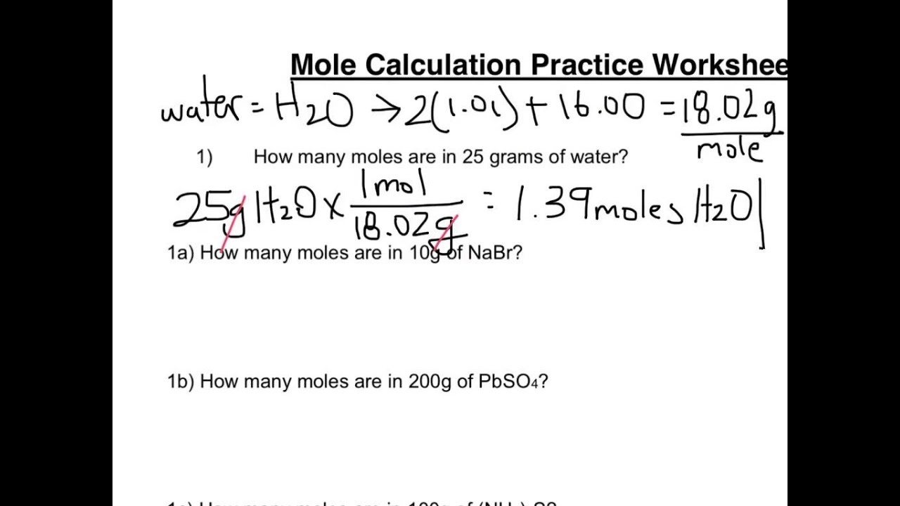 Mole Calculation Worksheet Part 1 YouTube Mole Calculation Worksheet Part 1 YouTube