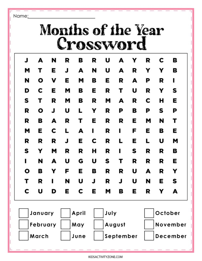 Months Of The Year Worksheets Kids Activity Zone Months Of The Year Worksheets Kids Activity Zone