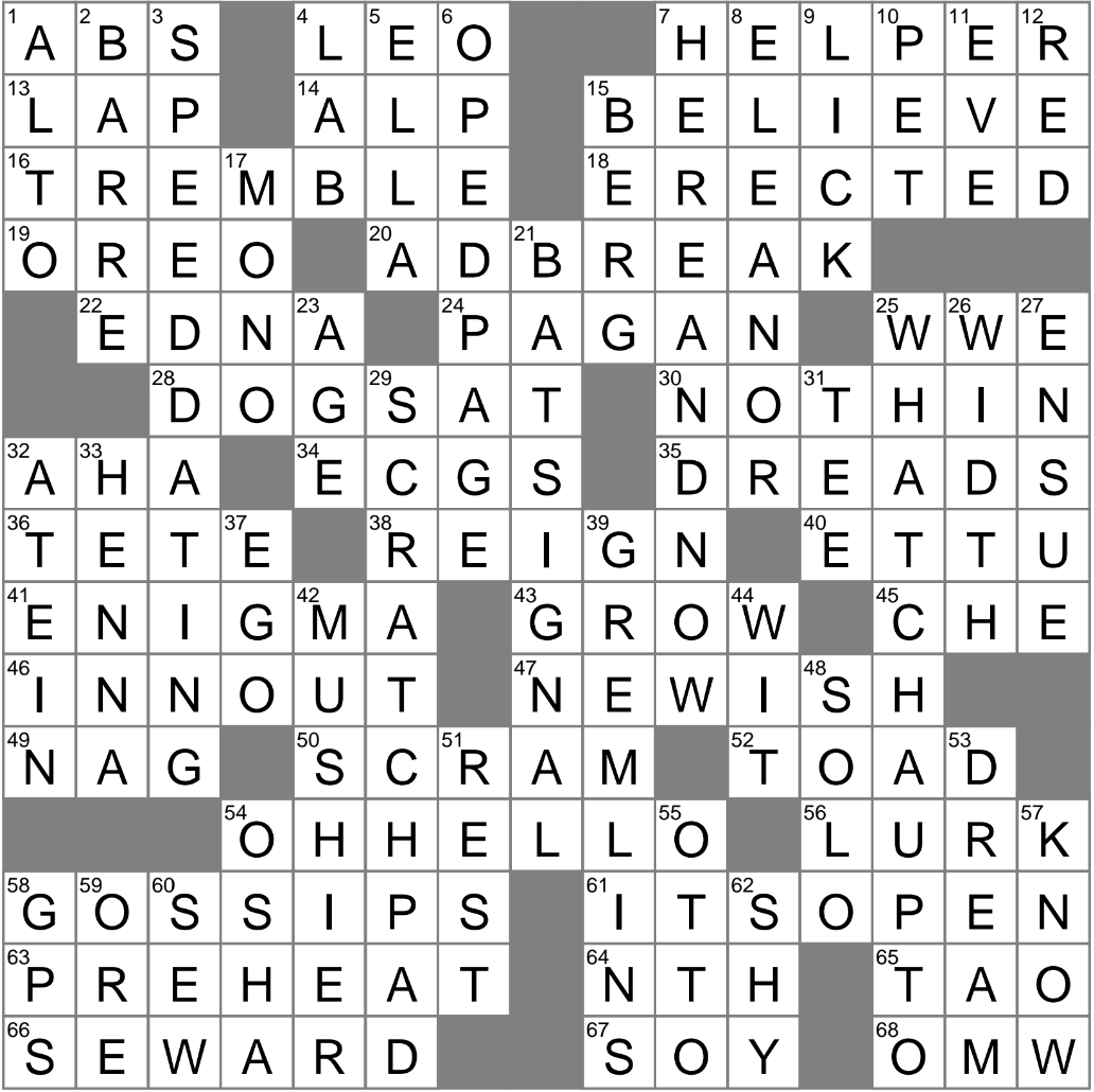 More Sentimental Crossword Clue Archives LAXCrossword