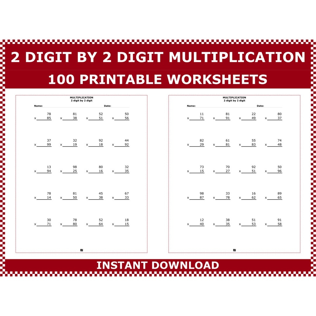 Multiplication 2 Digit By 2 Digit Numbers Double Digit Multiplication Practice Worksheets Multiply 2 X 2 Digits By Acminimalist Etsy Multiplication 2 Digit By 2 Digit Numbers Double Digit Multiplication Practice Worksheets Multiply 2 X 2 Digits By Acminimalist Etsy