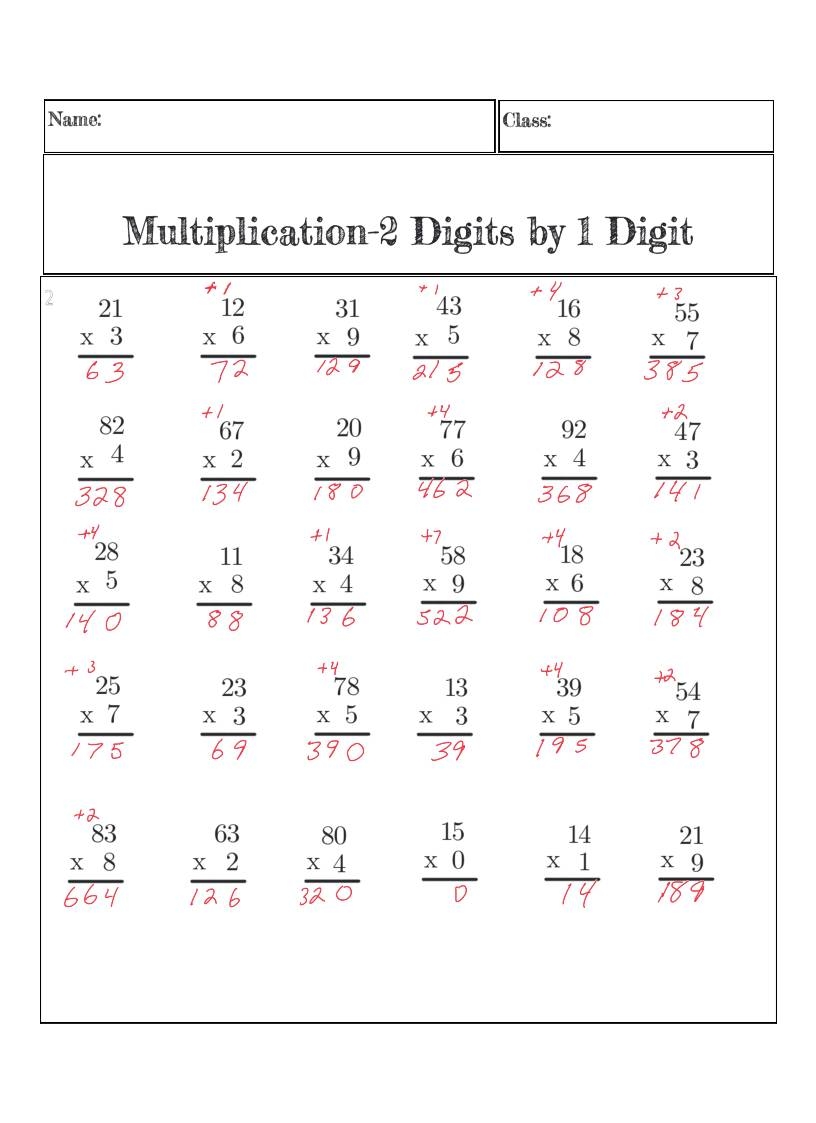1 and 2 digit multiplication worksheets 1 and 2 digit multiplication worksheets