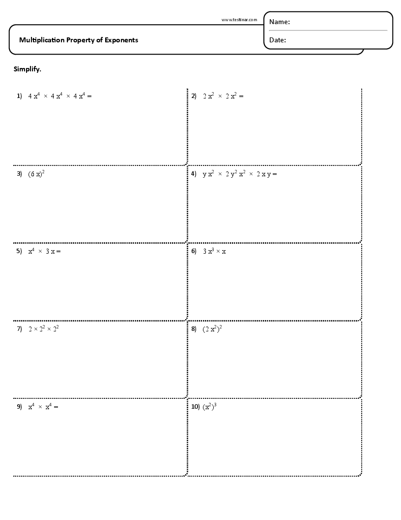 properties of exponents worksheet properties of exponents worksheet