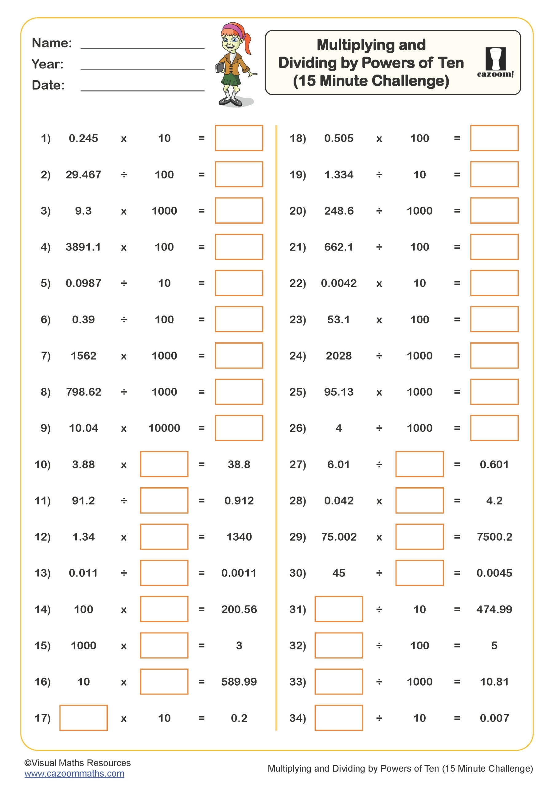 Multiply And Divide By Ten A Worksheet PDF Printable Number Worksheets Multiply And Divide By Ten A Worksheet PDF Printable Number Worksheets