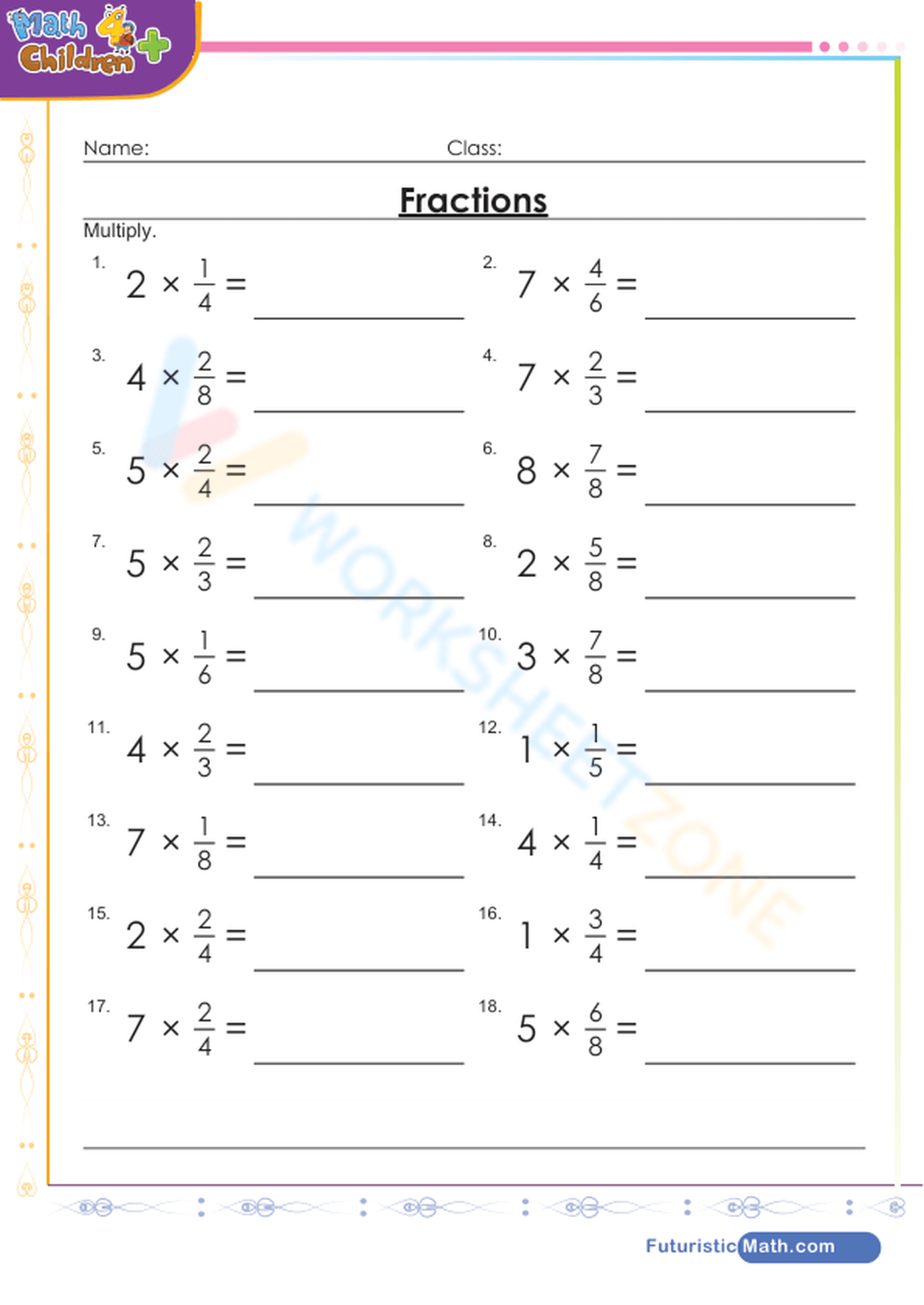 multiplying fractions by whole numbers worksheets multiplying fractions by whole numbers worksheets