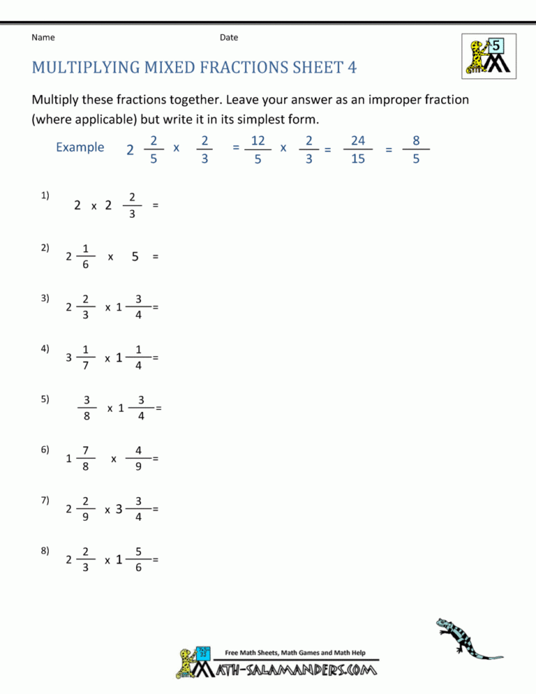 Multiplying Mixed Fractions