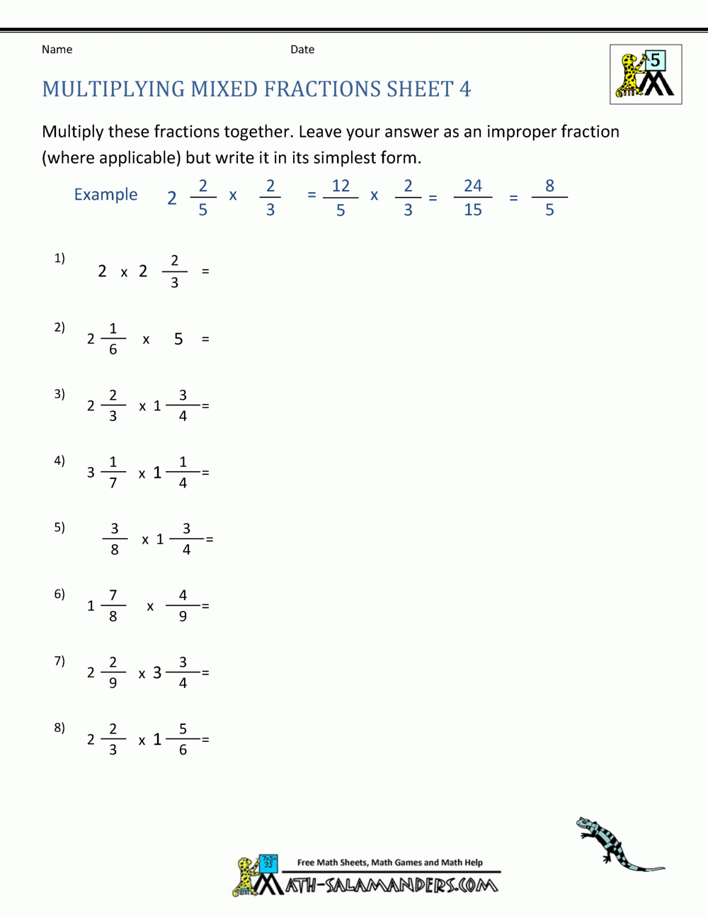 Multiplying Mixed Fractions Multiplying Mixed Fractions