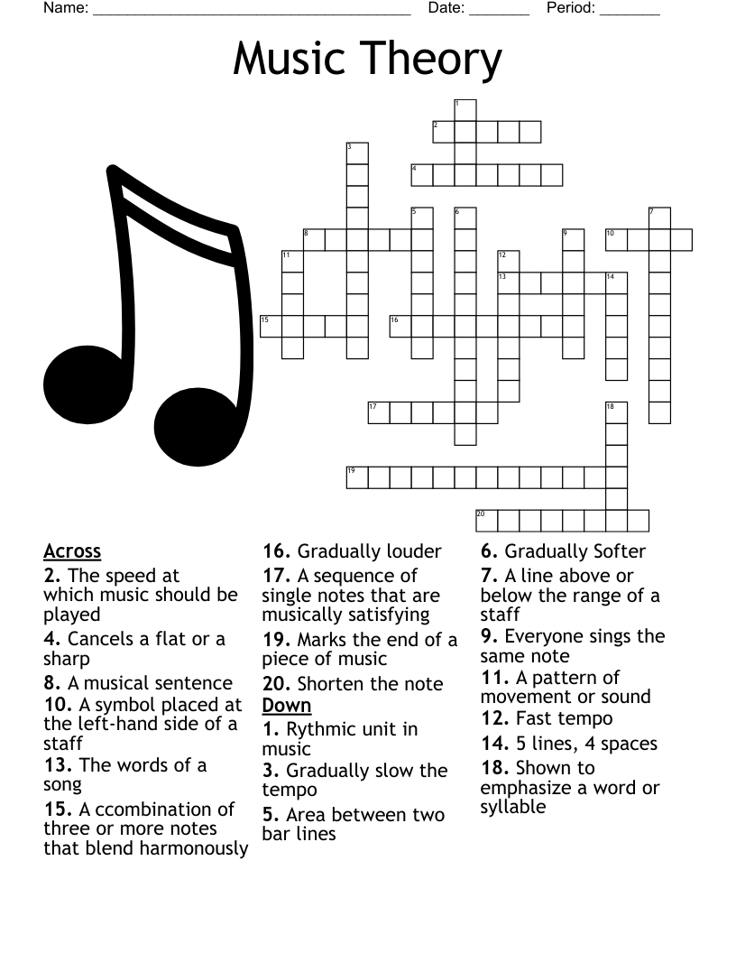 Musical Crossword WordMint Musical Crossword WordMint