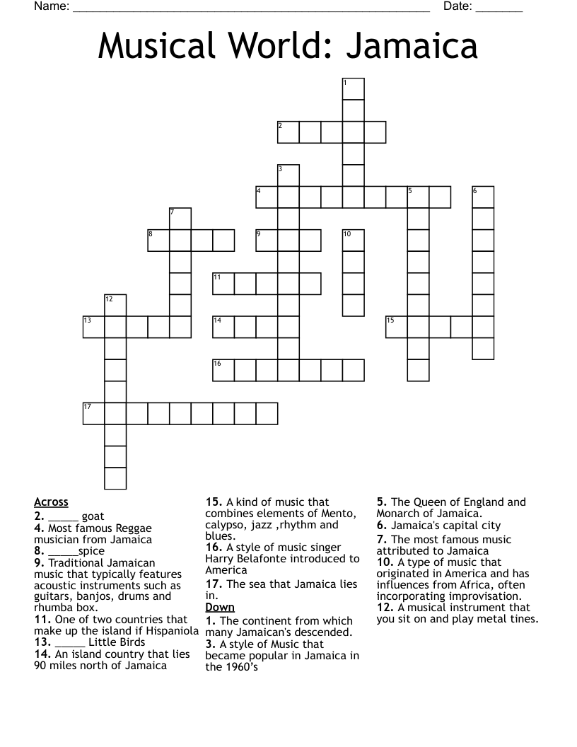 Musical Genres Crossword WordMint Musical Genres Crossword WordMint