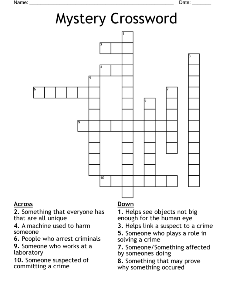 Mystery Crossword WordMint