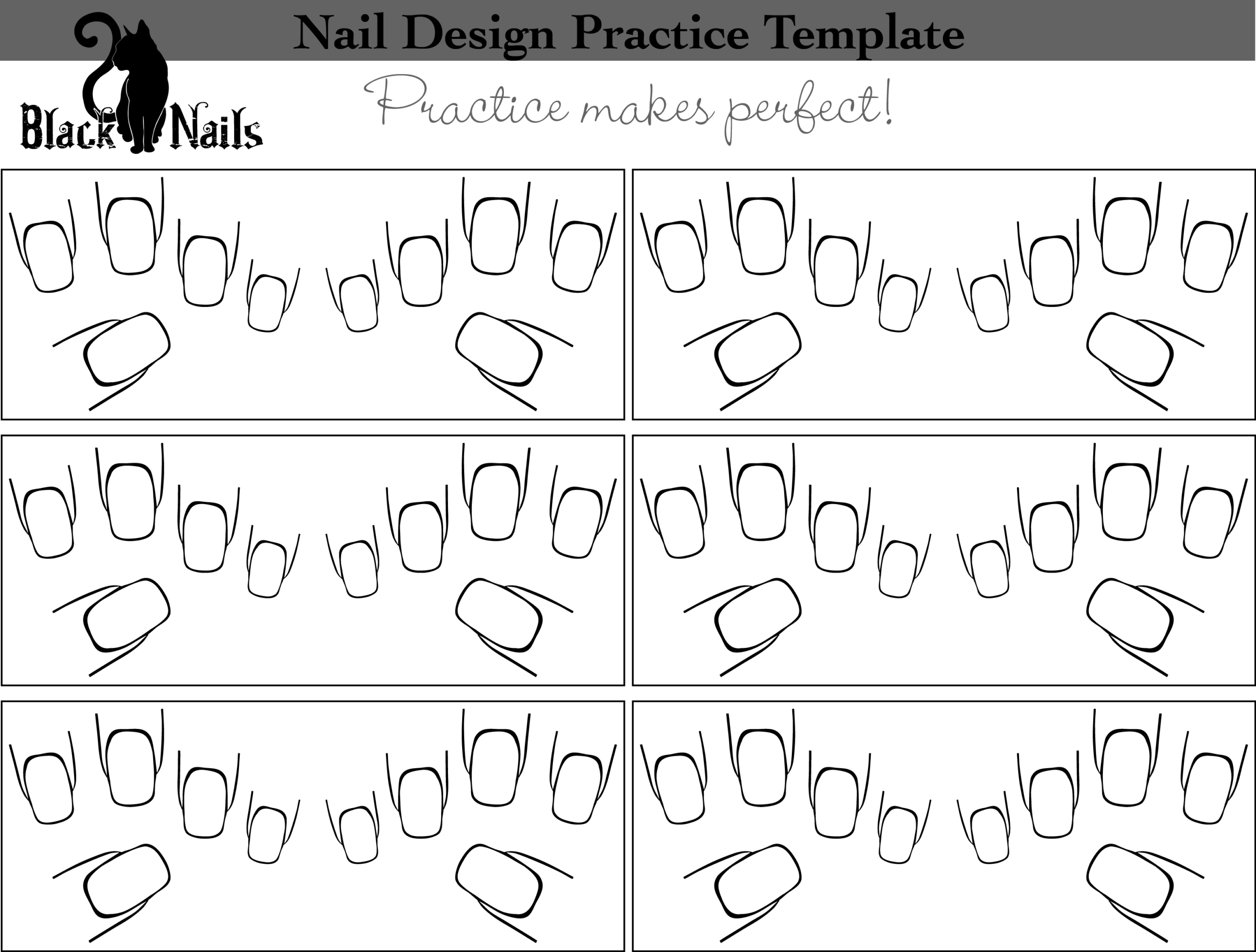 Nail Art Design Practice Templates Or Sheets Black Cat Nails Nail Art Design Practice Templates Or Sheets Black Cat Nails