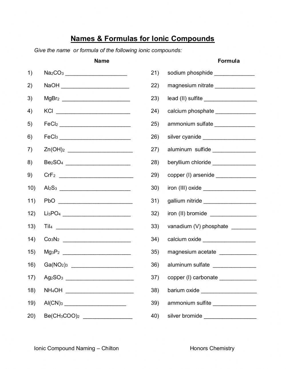 chemical names and formulas crossword worksheet answer key chemical names and formulas crossword worksheet answer key