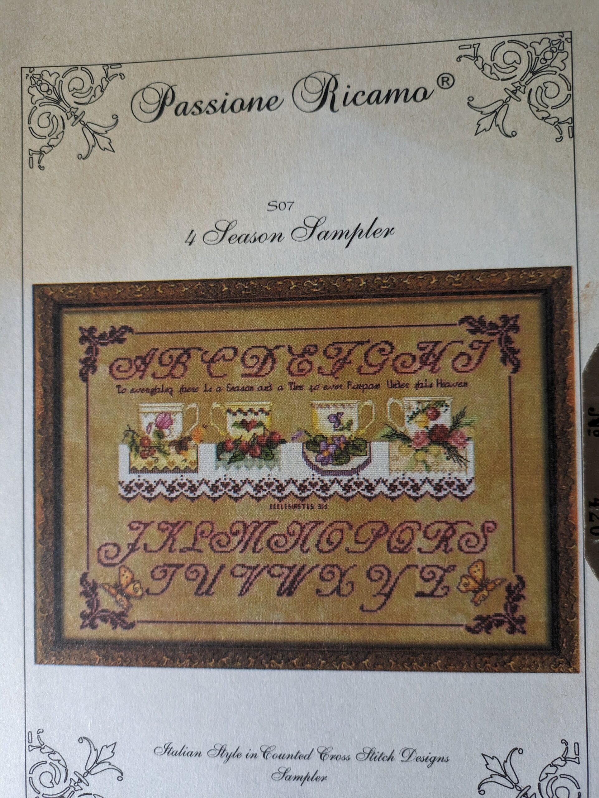New Passione Ricamo 4 Season Sampler Cross stitch Chart Teacups Alphabet Etsy