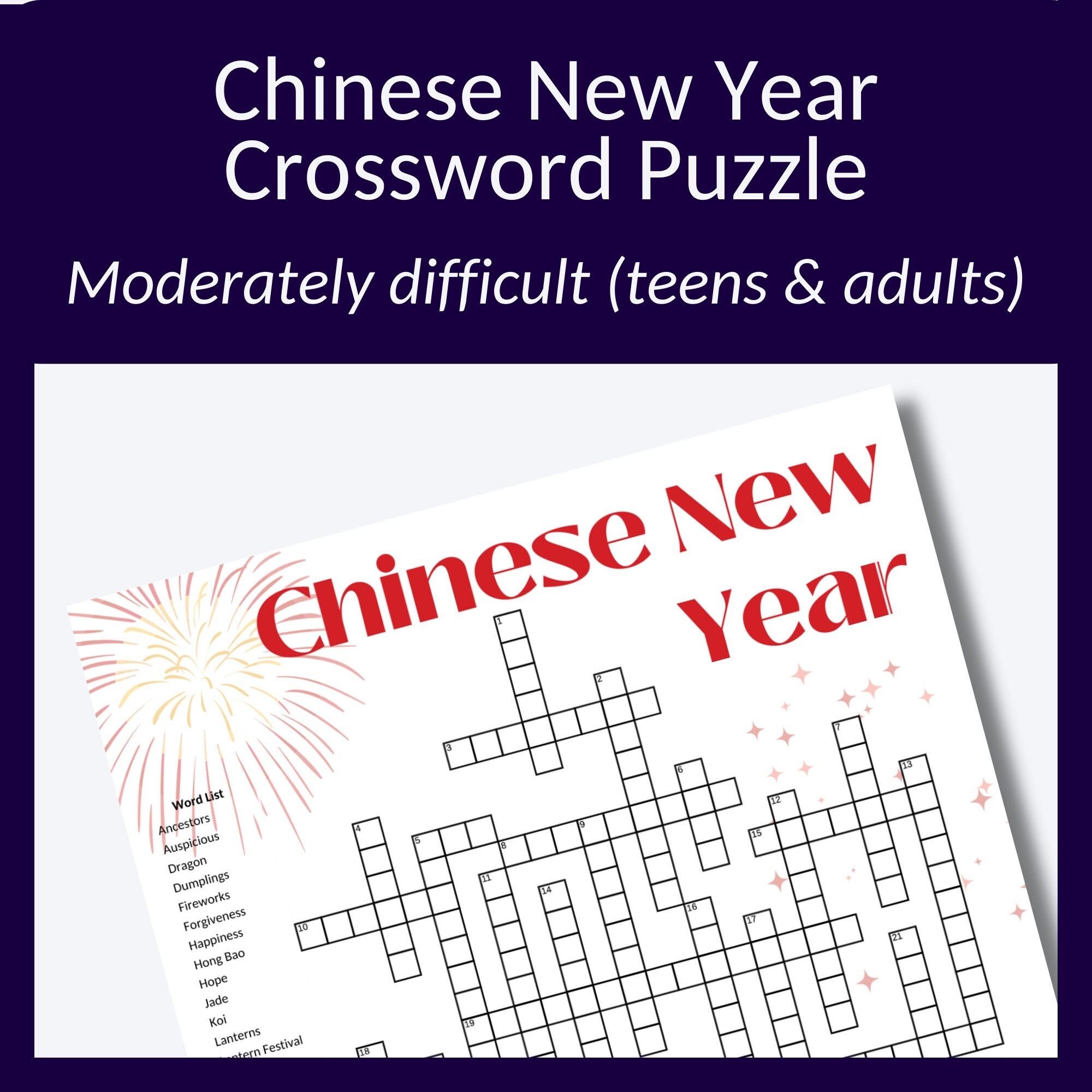 New Year Crossword Puzzle Etsy New Year Crossword Puzzle Etsy