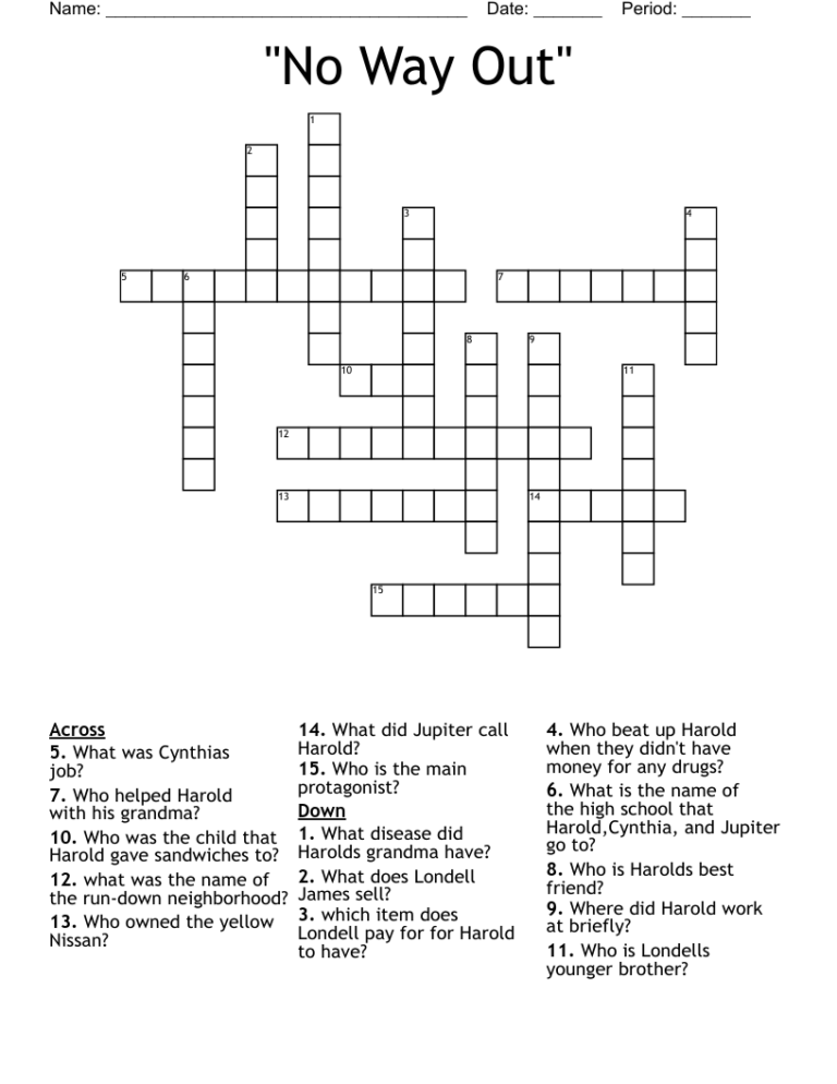 No Way Out Crossword WordMint