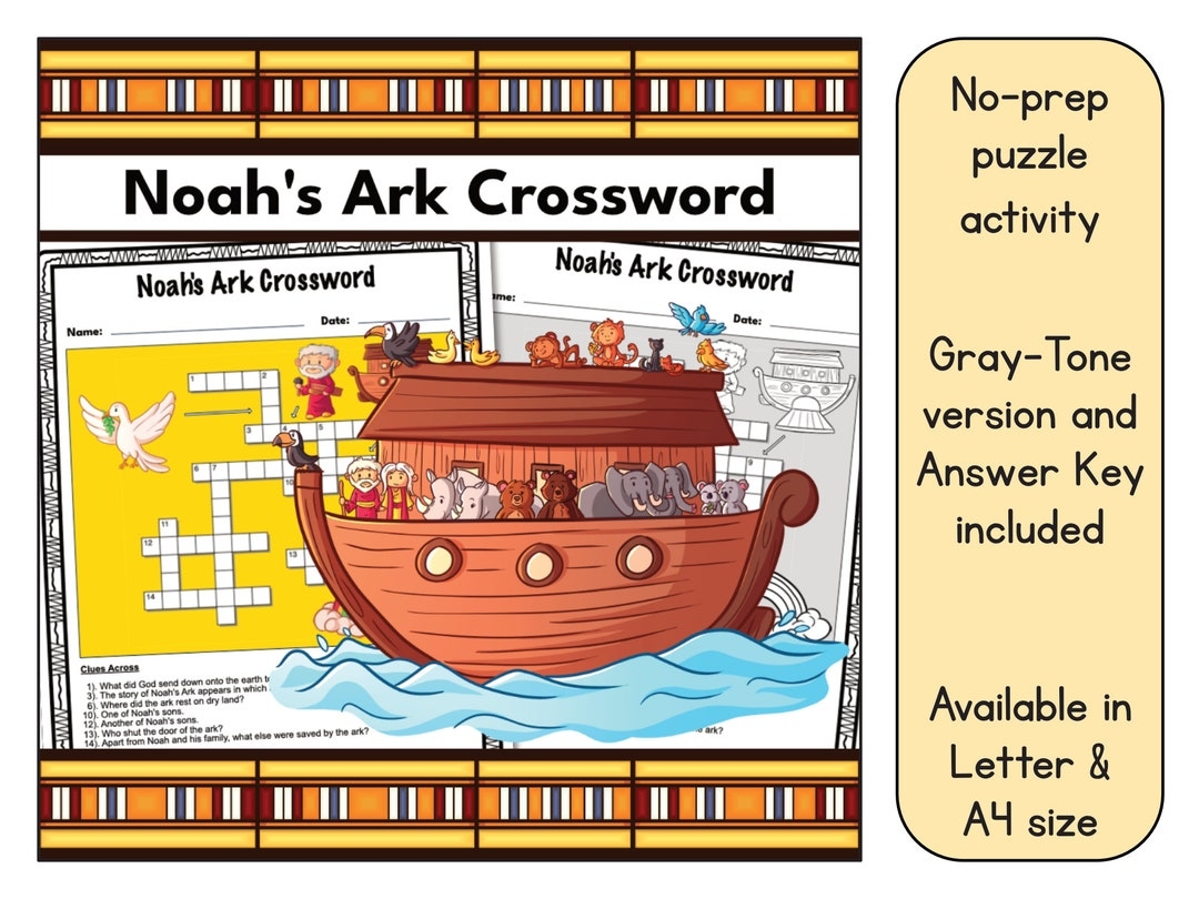 Noah s Ark Crossword Puzzle Printable Answer Key Included Available In US Letter 8 5 X 11 And A4 Size Etsy Noah s Ark Crossword Puzzle Printable Answer Key Included Available In US Letter 8 5 X 11 And A4 Size Etsy