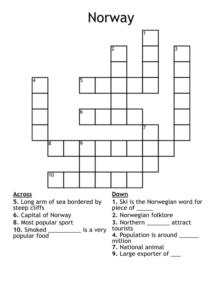 Norway Crossword WordMint