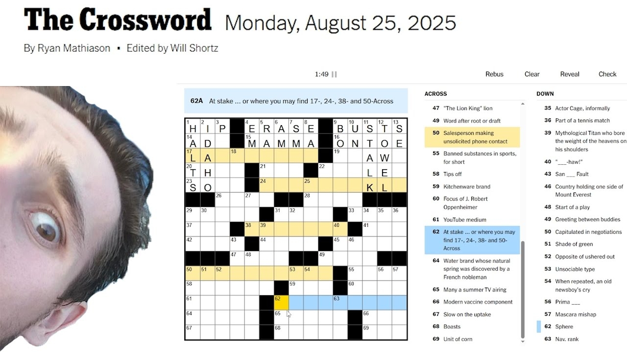 NYT Crossword Monday August 25 YouTube NYT Crossword Monday August 25 YouTube