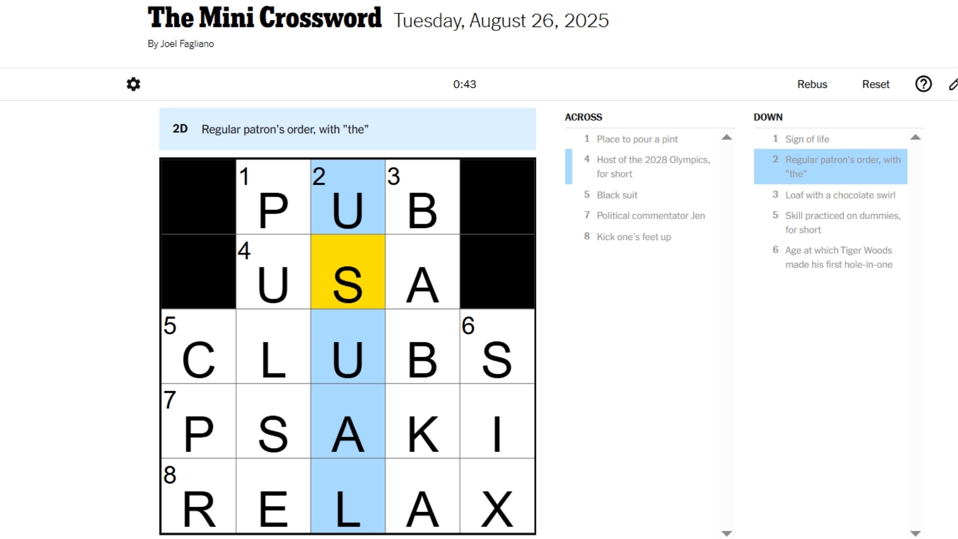 NYT Mini Crossword Today Answers For August 26 2025 NYT Mini Crossword Today Answers For August 26 2025