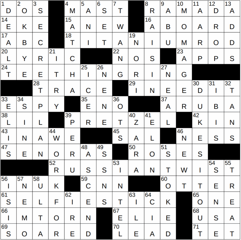 NYXCrossword Answers To The New York Times Crossword
