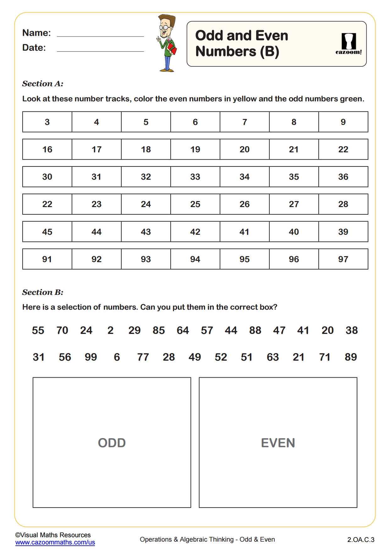 Odd And Even Numbers B PDF Printable Operations And Algebraic Thinking Worksheets Cazoom Math Odd And Even Numbers B PDF Printable Operations And Algebraic Thinking Worksheets Cazoom Math