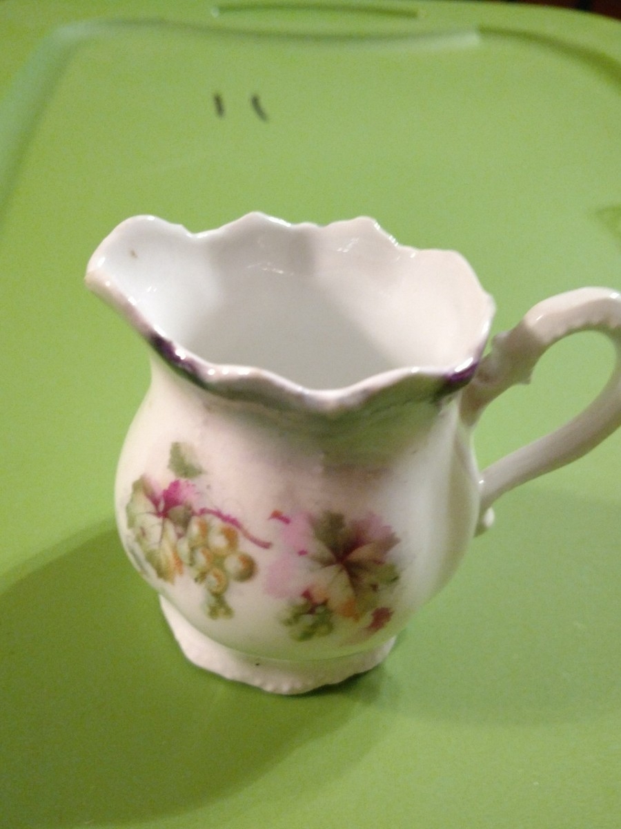 OLD LEUCHTENBURG GERMANY CHINA PITCHER CREAMER Grapes And Leaves Pattern EBay