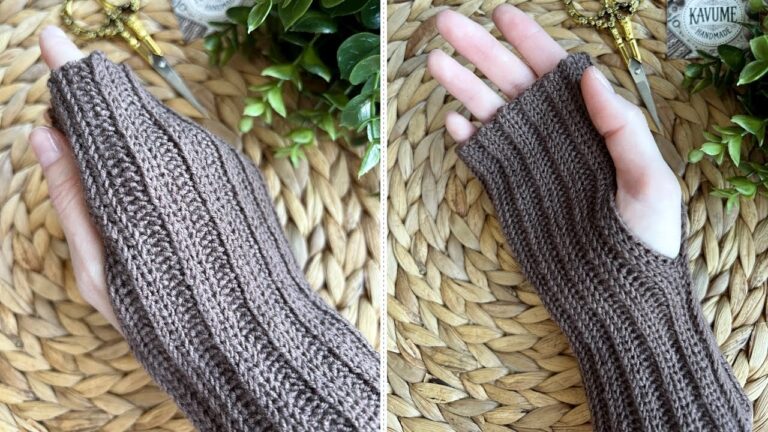  One Pattern Any Size Yarn Crochet Mittens That Look Knit 2x2 Rib Fingerless Gloves Tutorial YouTube