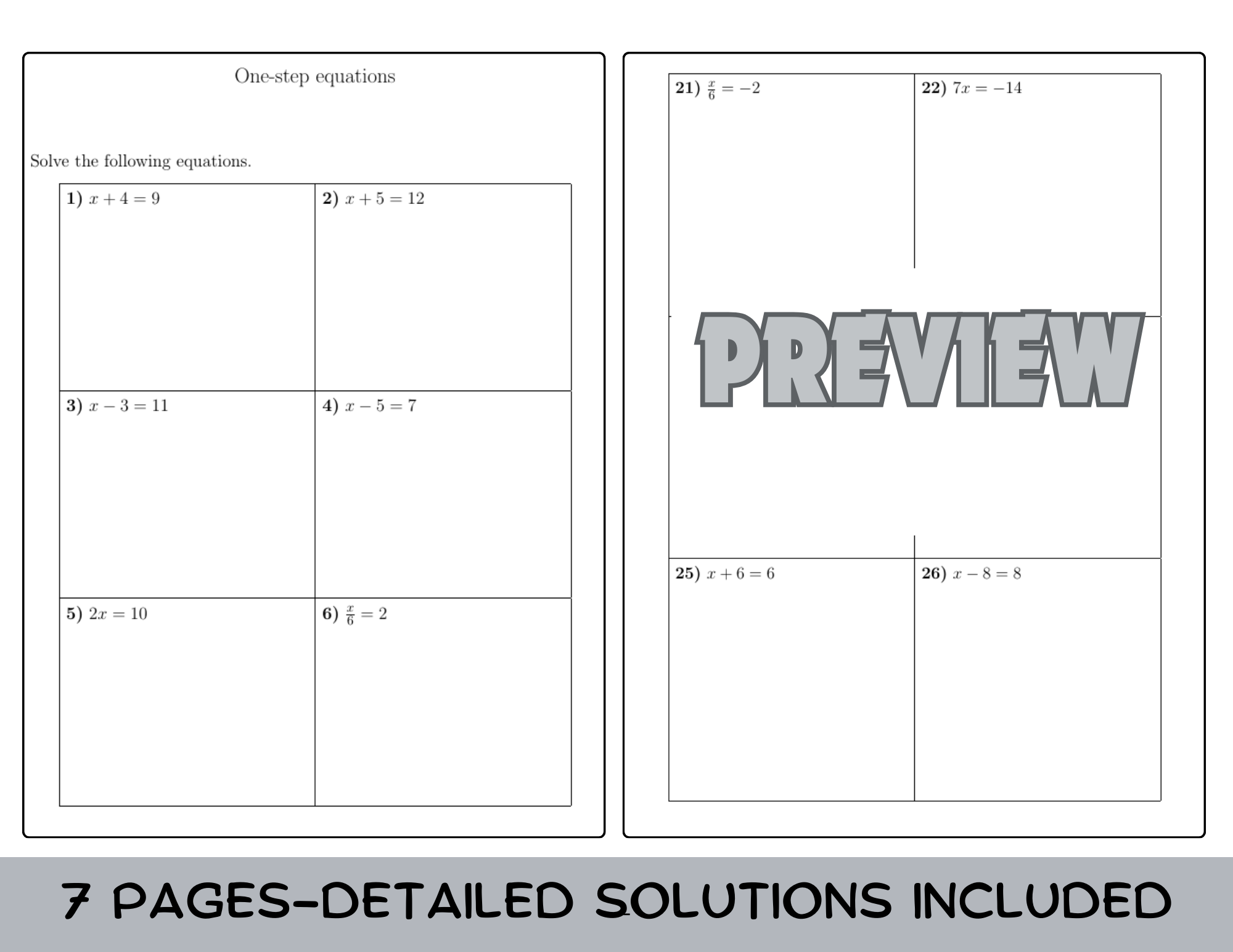 one step equations worksheet pdf