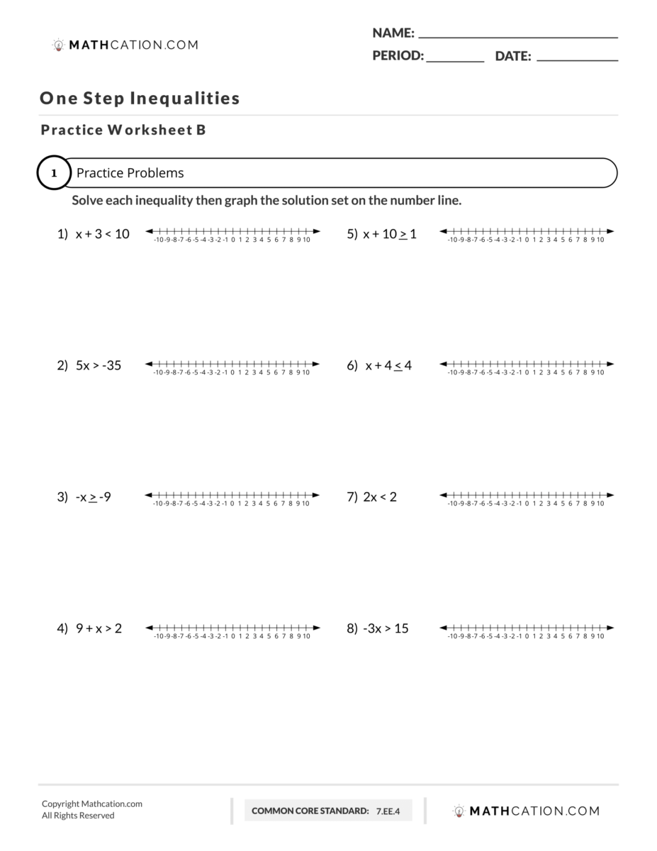 One Step Inequalities Worksheet Word Problems And Definition One Step Inequalities Worksheet Word Problems And Definition