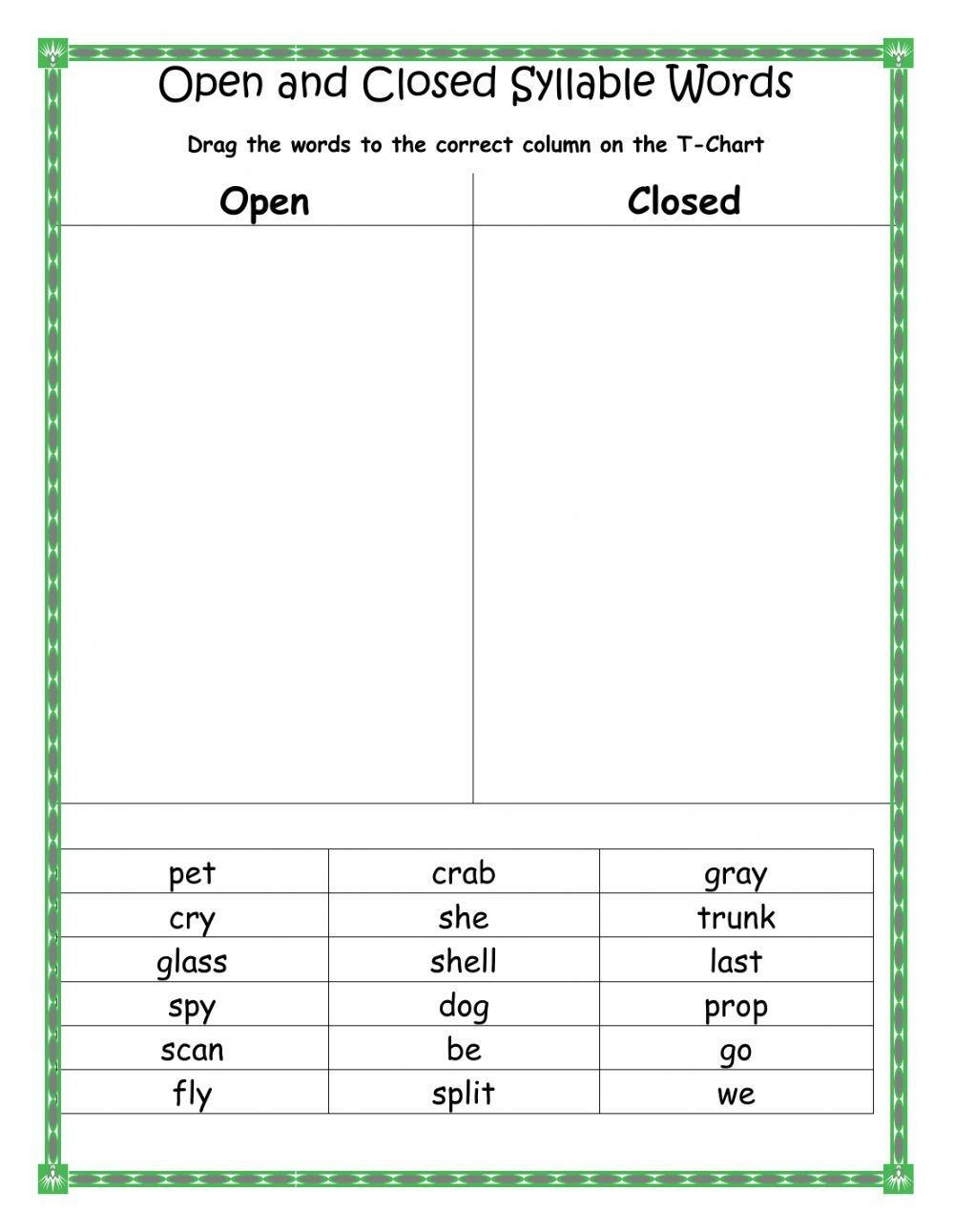 Open And Closed Syllables Online Activity Live Worksheets Worksheets Library Open And Closed Syllables Online Activity Live Worksheets Worksheets Library