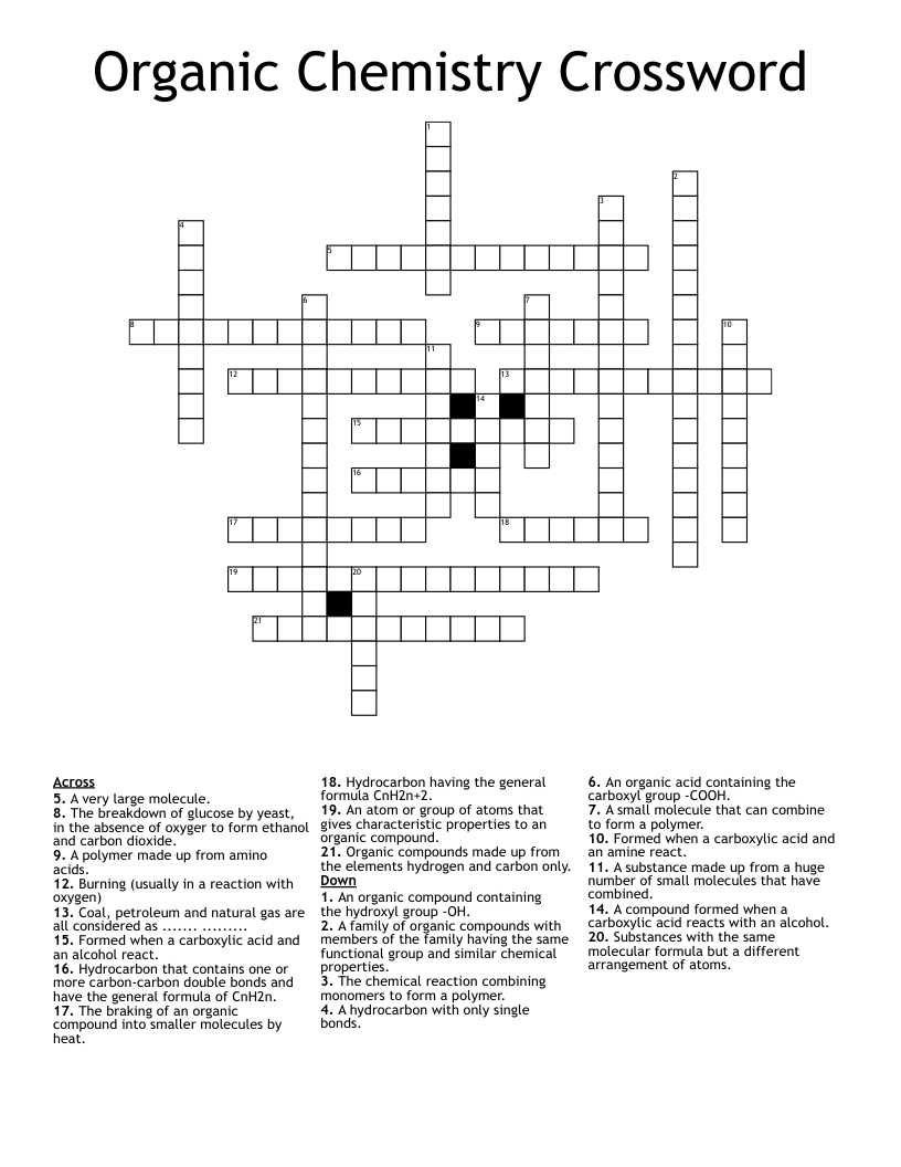 Organic Chemistry Crossword WordMint Organic Chemistry Crossword WordMint
