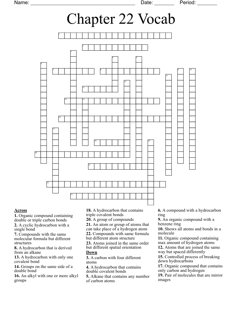Organic Chemistry Quiz Crossword WordMint Organic Chemistry Quiz Crossword WordMint
