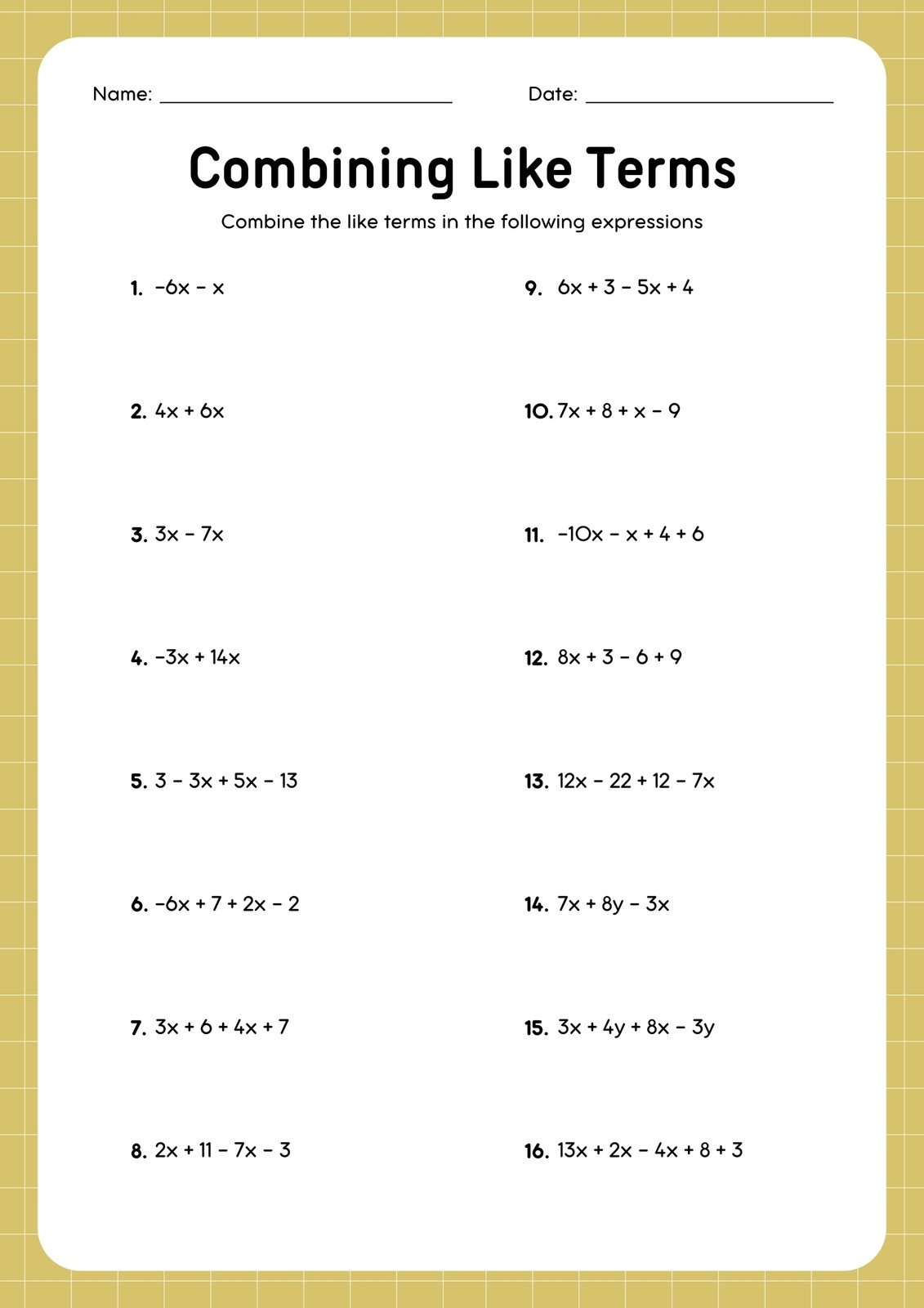 Page 2 Free Printable 8th Grade Math Worksheet Templates Canva