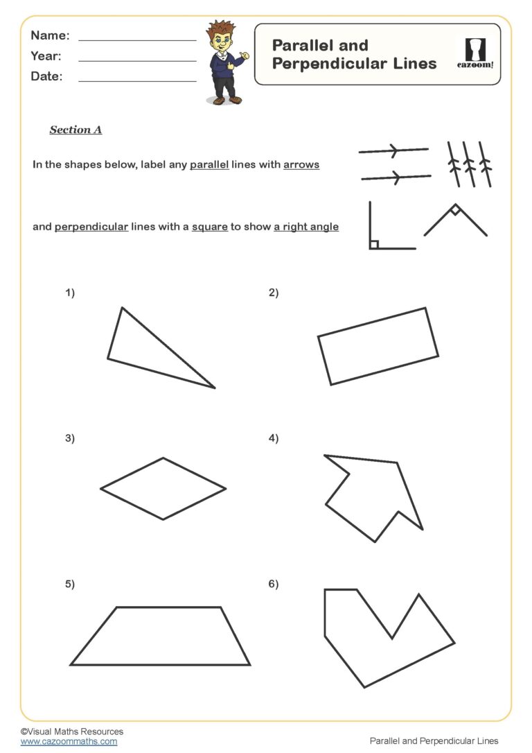 Parallel And Perpendicular Lines Worksheet PDF Printable Geometry Worksheets