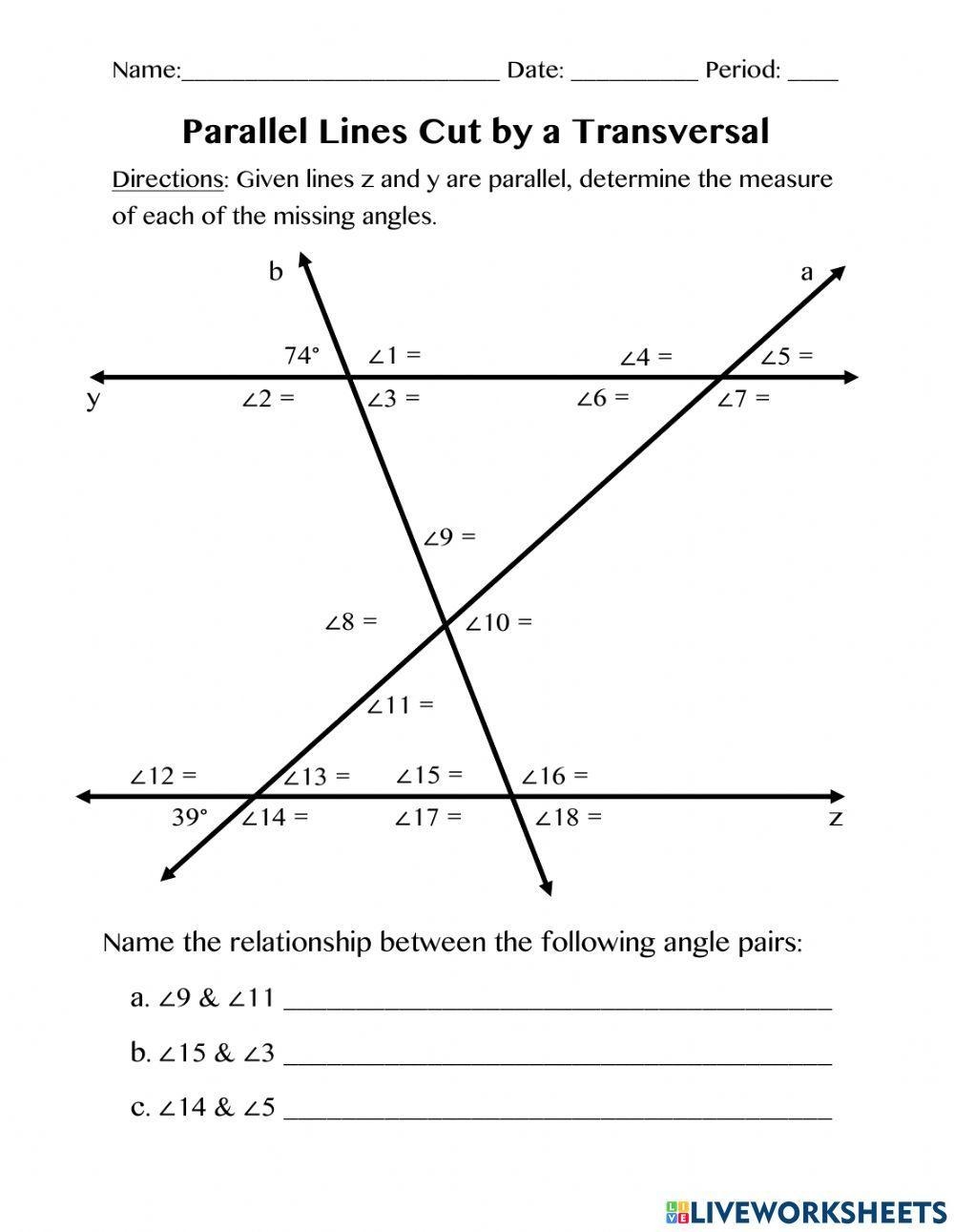 Parallel Lines Cut By A Transversal Worksheet Live Worksheets Worksheets Library Parallel Lines Cut By A Transversal Worksheet Live Worksheets Worksheets Library