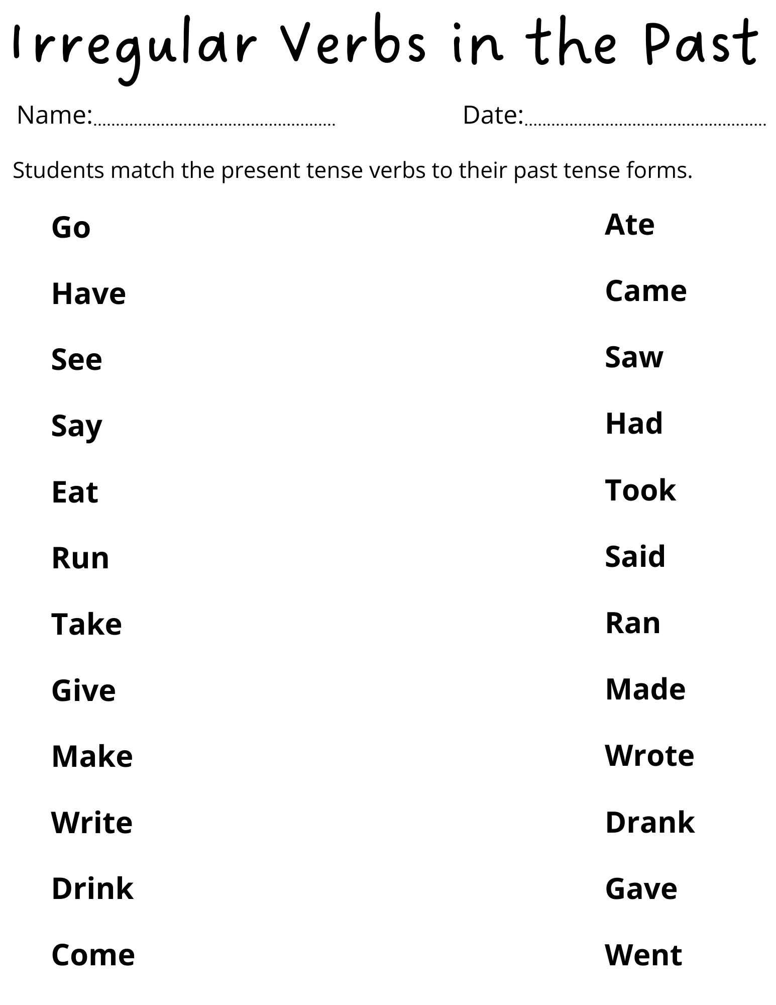 Past Tense Of Irregular Verbs Activities Worksheets For Grade 1 Made By Teachers Past Tense Of Irregular Verbs Activities Worksheets For Grade 1 Made By Teachers