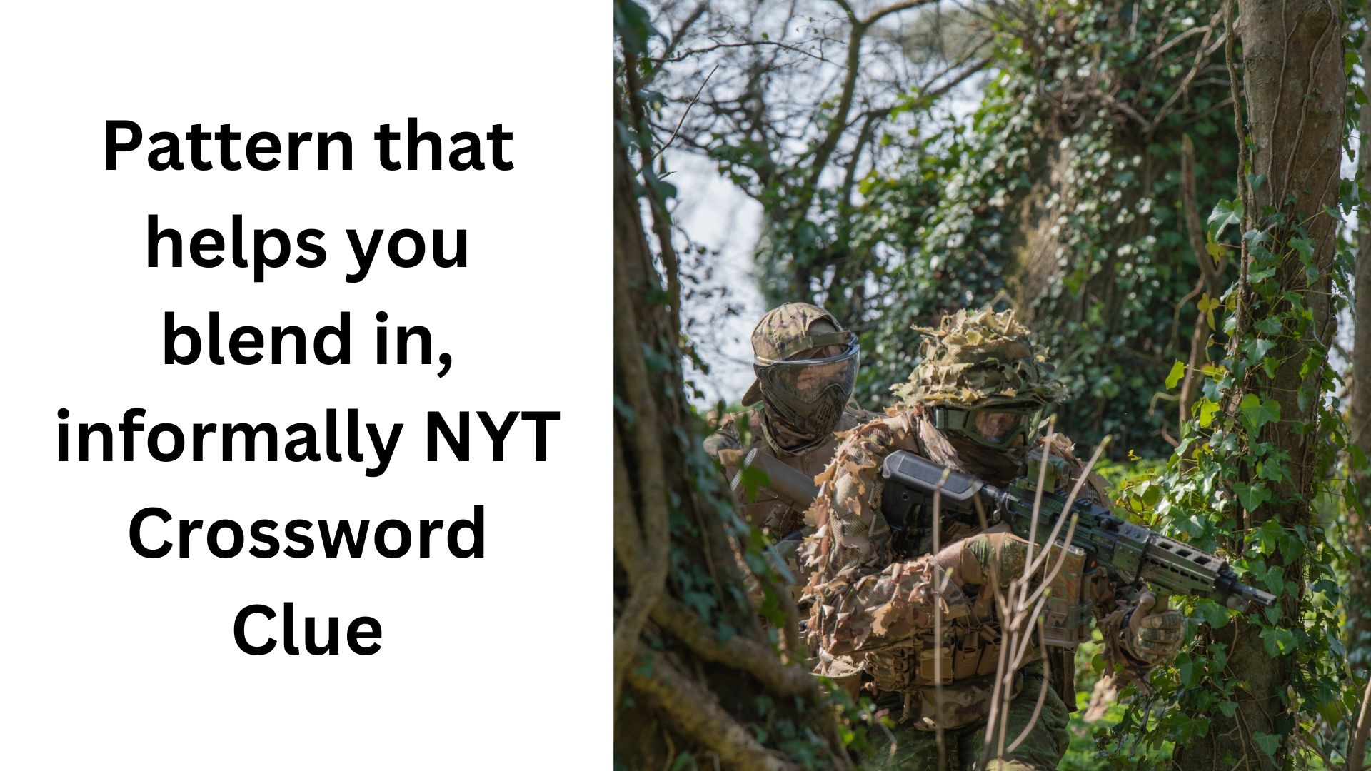 Pattern That Helps You Blend In Informally NYT Crossword Clue October 25 2024 Pattern That Helps You Blend In Informally NYT Crossword Clue October 25 2024