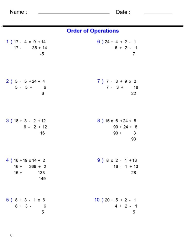 PEMDAS Problems Order Of Operations Worksheets Add Subtract Multiply And Divide Made By Teachers