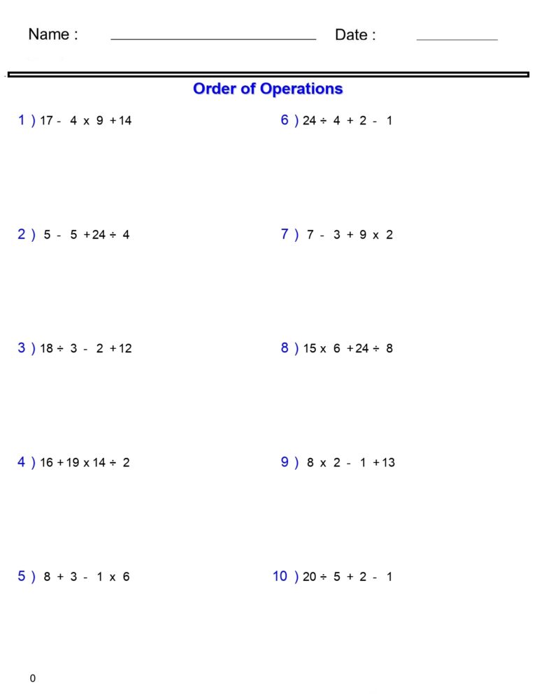 PEMDAS Problems Order Of Operations Worksheets Add Subtract Multiply And Divide Made By Teachers