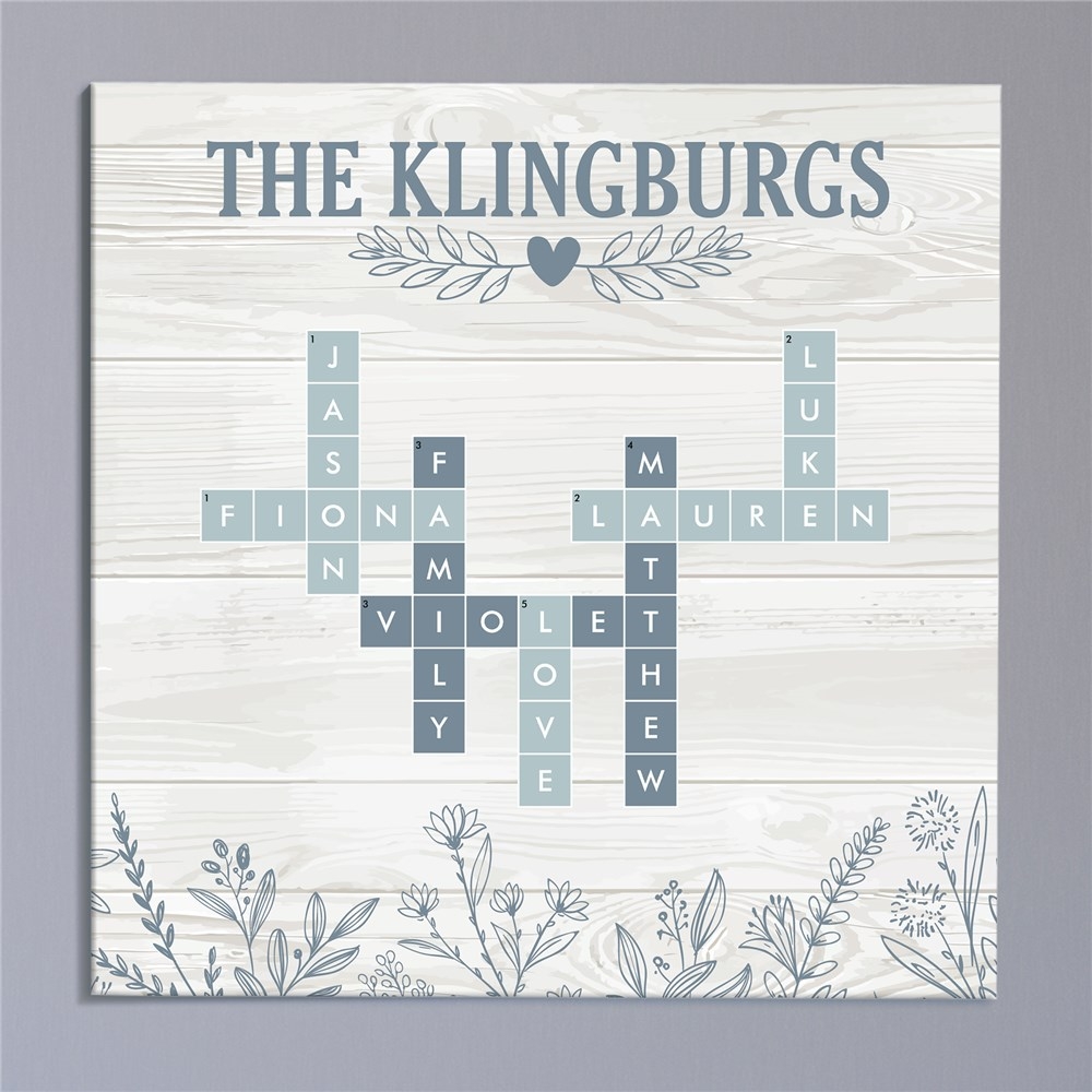 Personalized Blue Floral Crossword Canvas Personalized Blue Floral Crossword Canvas