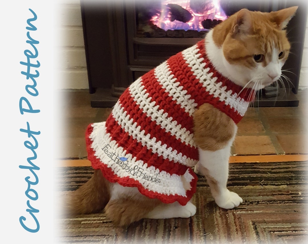 Pet Sweater Crochet Pattern For Cat Or Small Dog Christmas Candy Cane Stripes Etsy Pet Sweater Crochet Pattern For Cat Or Small Dog Christmas Candy Cane Stripes Etsy