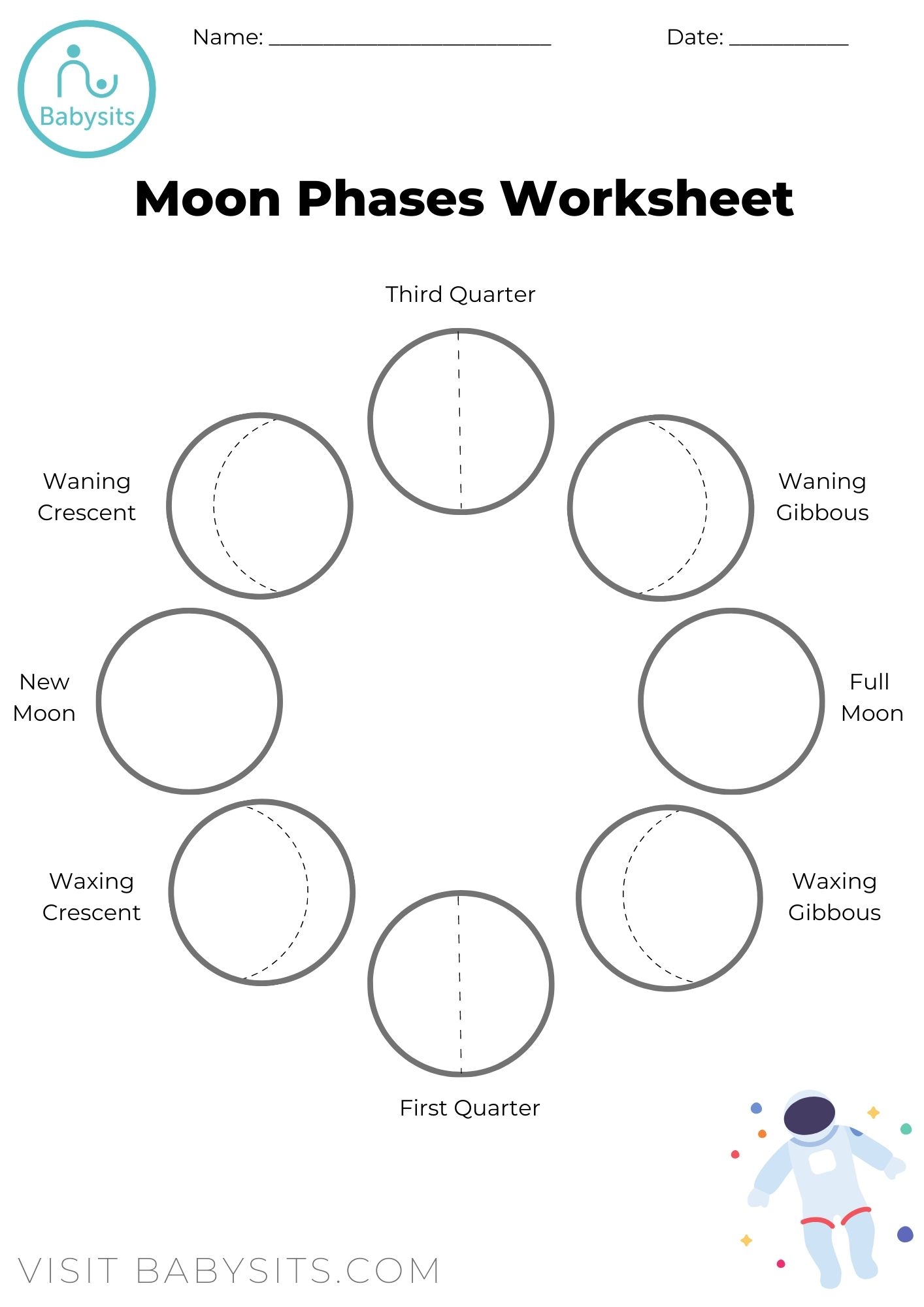 Phases Of The Moon Space Crafts For Kids With Moon Phases Worksheet Phases Of The Moon Space Crafts For Kids With Moon Phases Worksheet