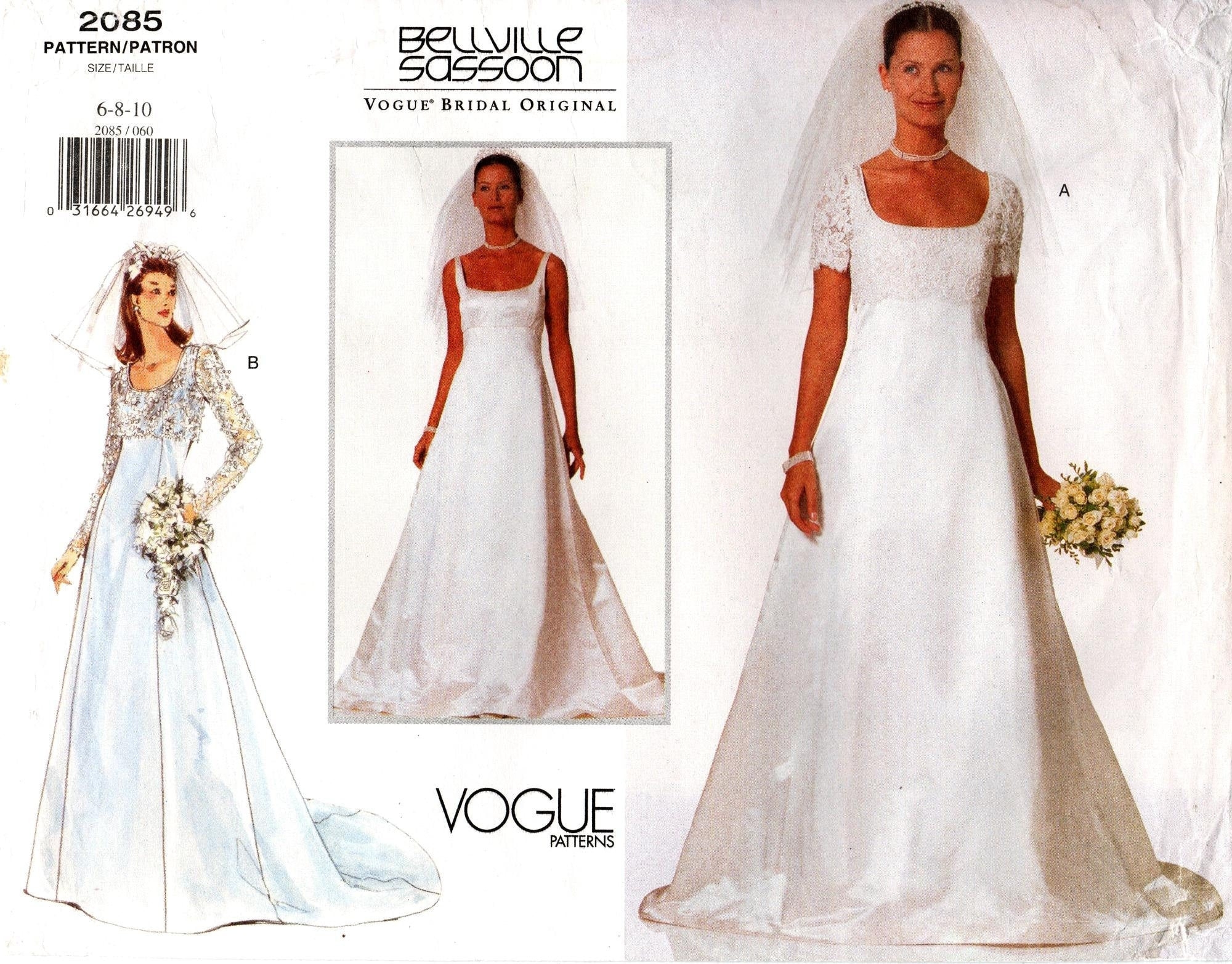Pick A Size Vogue 90s Wedding Dress Pattern 2085 By BELLVILLE SASSOON Misses Raised Waist Wedding Dress And Optional Lace Jackets Etsy Pick A Size Vogue 90s Wedding Dress Pattern 2085 By BELLVILLE SASSOON Misses Raised Waist Wedding Dress And Optional Lace Jackets Etsy