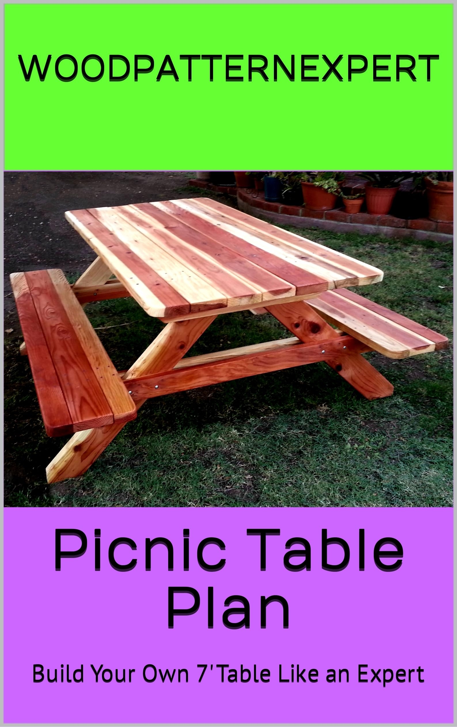 Picnic Table How to Book Paper Pattern Plan To DIY And Easily Build 7 Family Sized With Attached Bench Seats Home And Garden Products Amazon Picnic Table How to Book Paper Pattern Plan To DIY And Easily Build 7 Family Sized With Attached Bench Seats Home And Garden Products Amazon