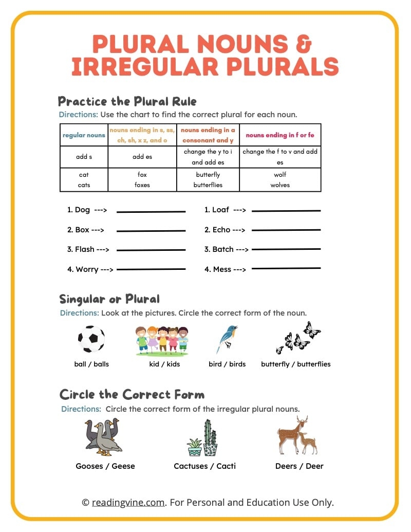 Plural Irregular Plural Nouns Worksheets ReadingVine Plural Irregular Plural Nouns Worksheets ReadingVine