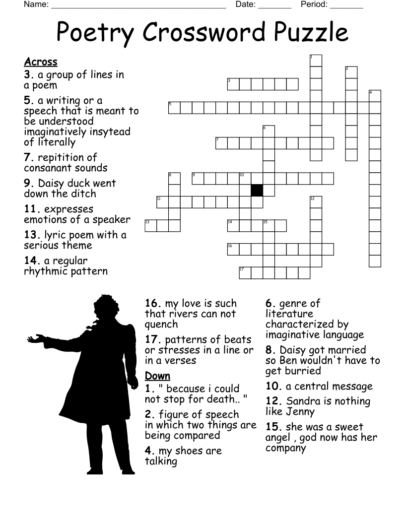 Poetry Crossword Puzzle WordMint Poetry Crossword Puzzle WordMint