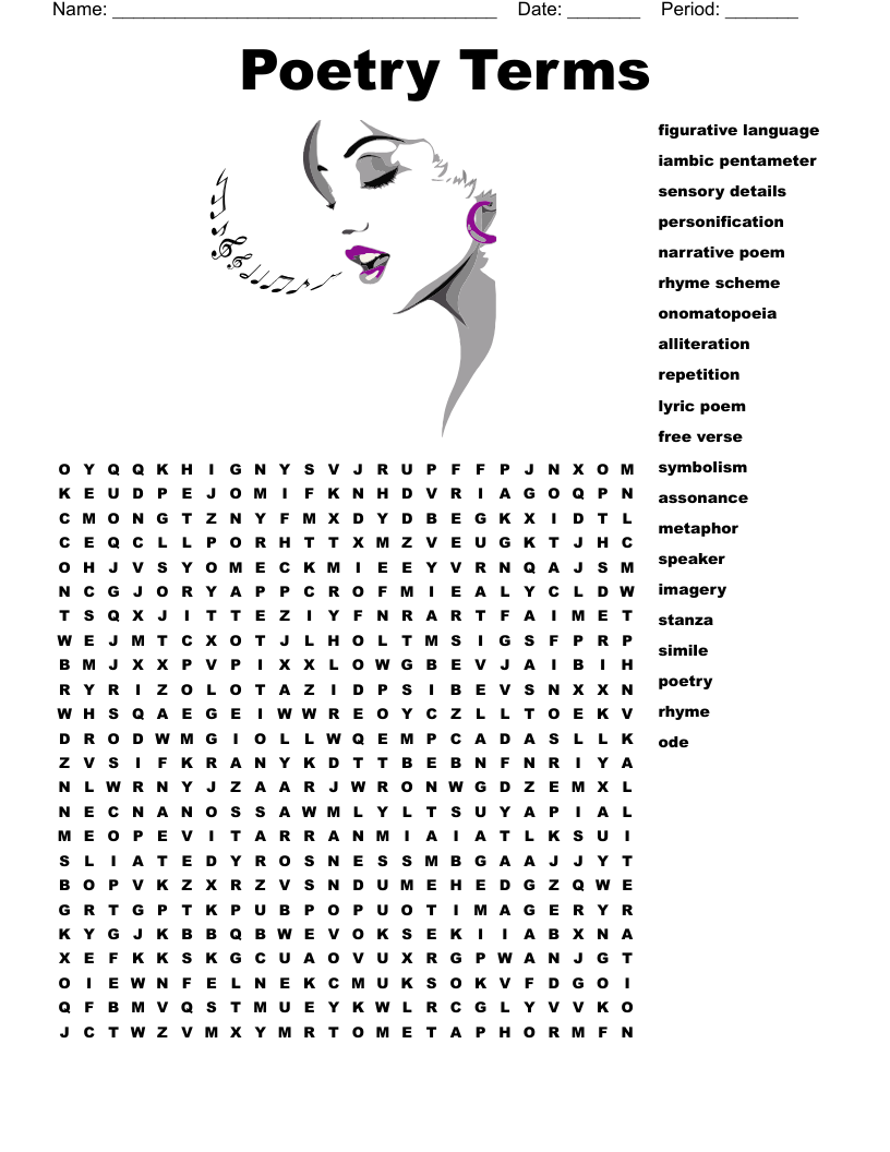 Poetry Terms Word Search WordMint Poetry Terms Word Search WordMint