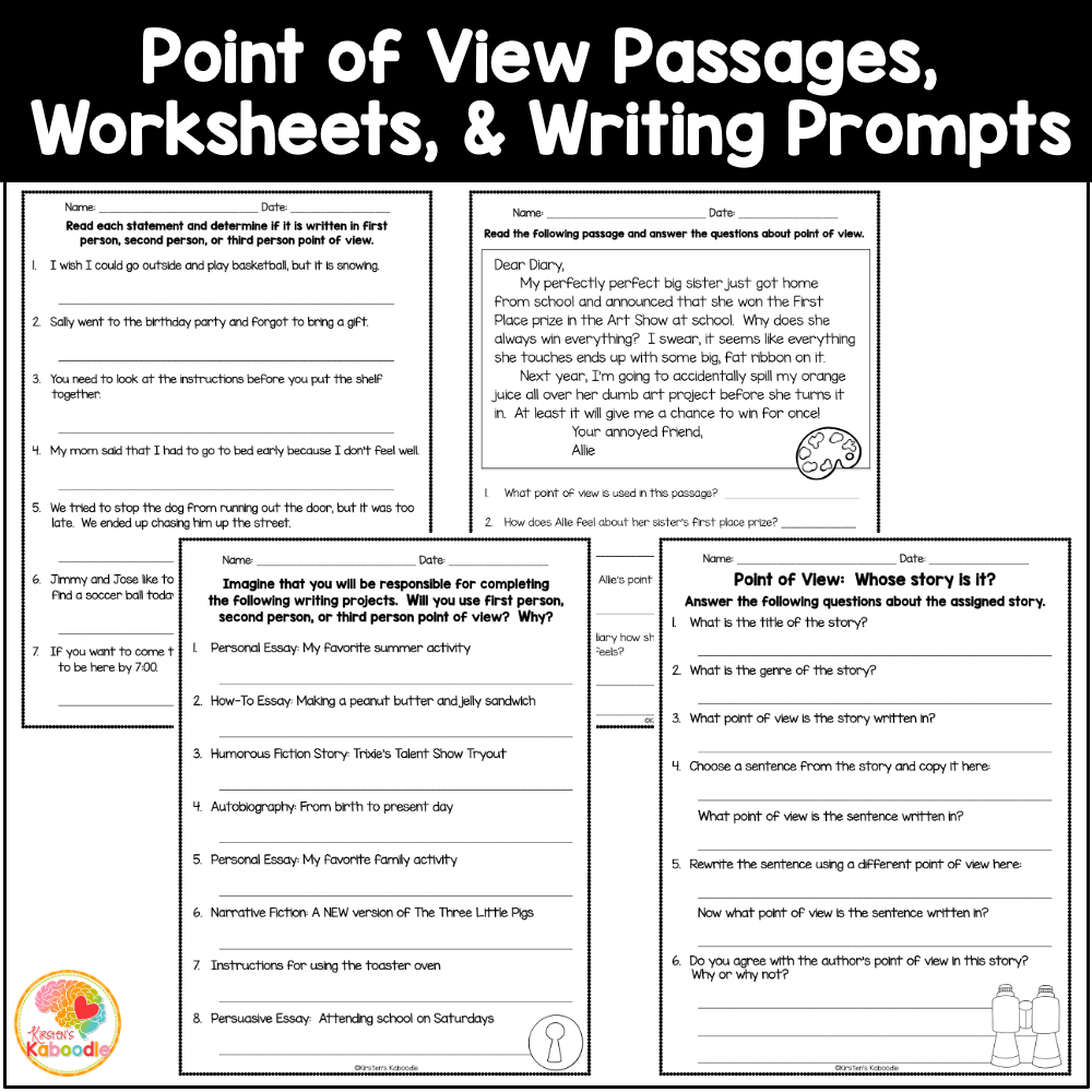 Point Of View Worksheets And Anchor Charts For 2nd 3rd Grade Point Of View Worksheets And Anchor Charts For 2nd 3rd Grade