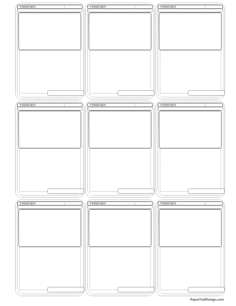 Pok mon Card Template Free Printable Paper Trail Design