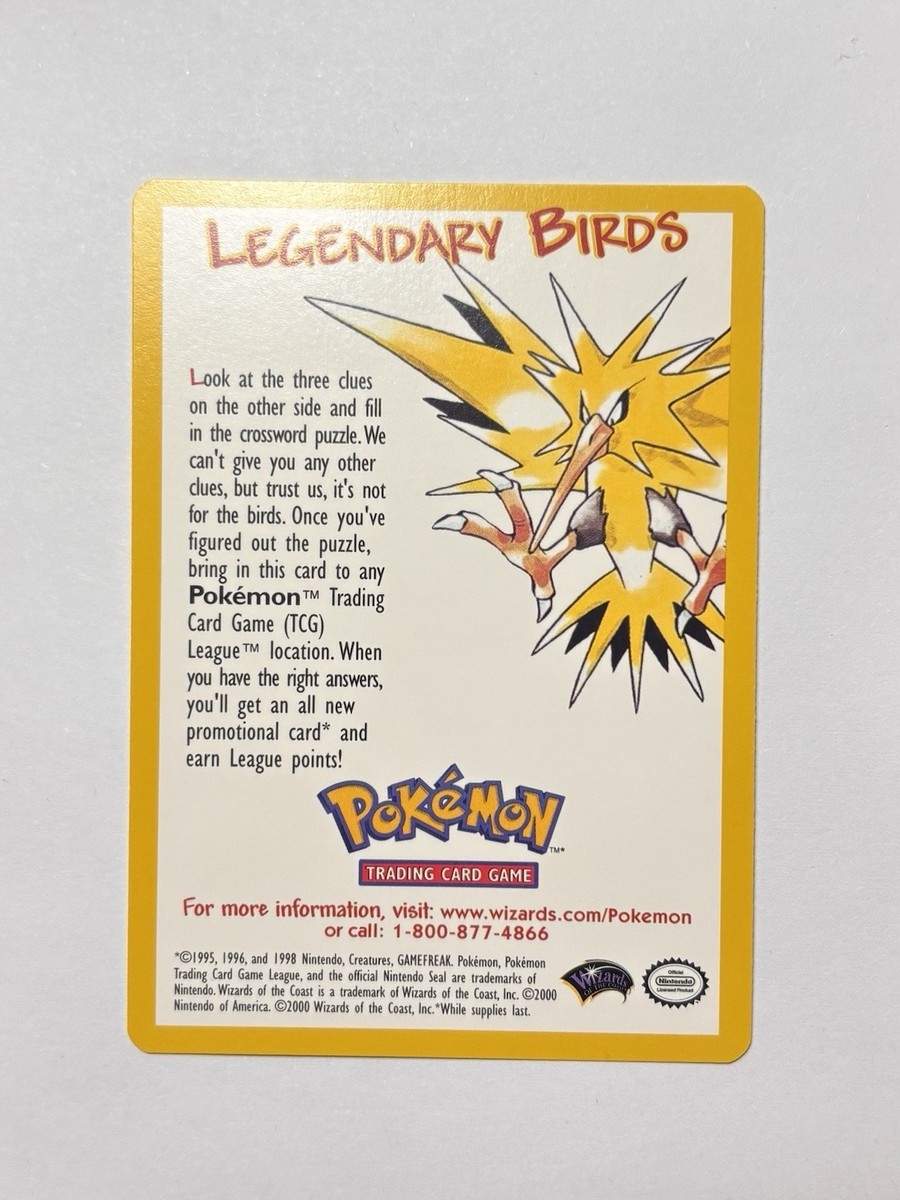 Pokemon Legendary Birds Clue Card Promo WOTC Pokemon TCG League 2002 M NM EBay Pokemon Legendary Birds Clue Card Promo WOTC Pokemon TCG League 2002 M NM EBay
